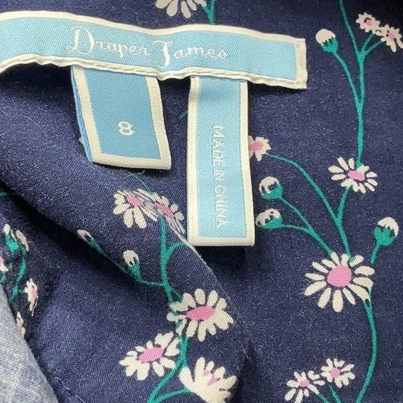 Draper James Dark Blue Floral Long Sleeve Dress - Picture 3 of 3